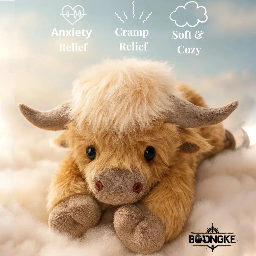 Highland Cow Stuffed Animal Plush Toy – Ultra Soft Weighted Plushie for Stress Relief & Cozy Comfort