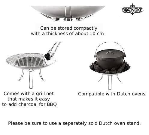 BoongKe Large Bonfire Stand & Grill Combo
